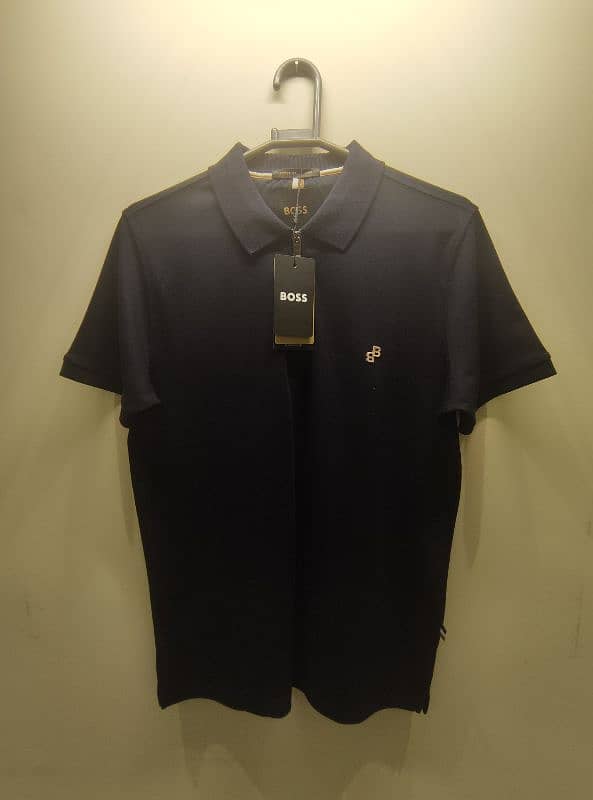 Original Boss - Men's casual navy cotton Polo shirt (branded) 2