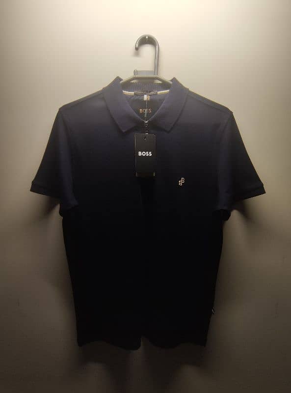 Original Boss - Men's casual navy cotton Polo shirt (branded) 1