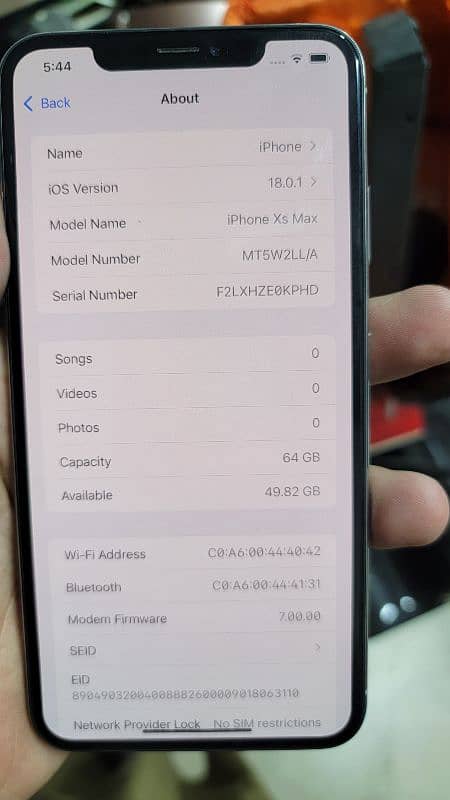 iPhone XS Max 64gb PTA Approved white 81% bat O3OO55O55I9 7