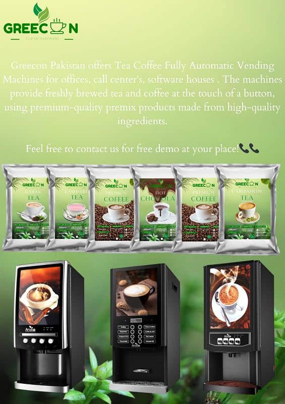 coffee and tea fully automatic vending machines along with premix 9