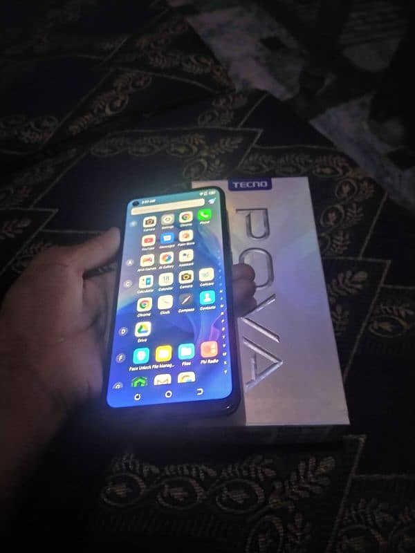 tecno pova 6gb 128gb with box chargr no fult 03217683721 call me 10