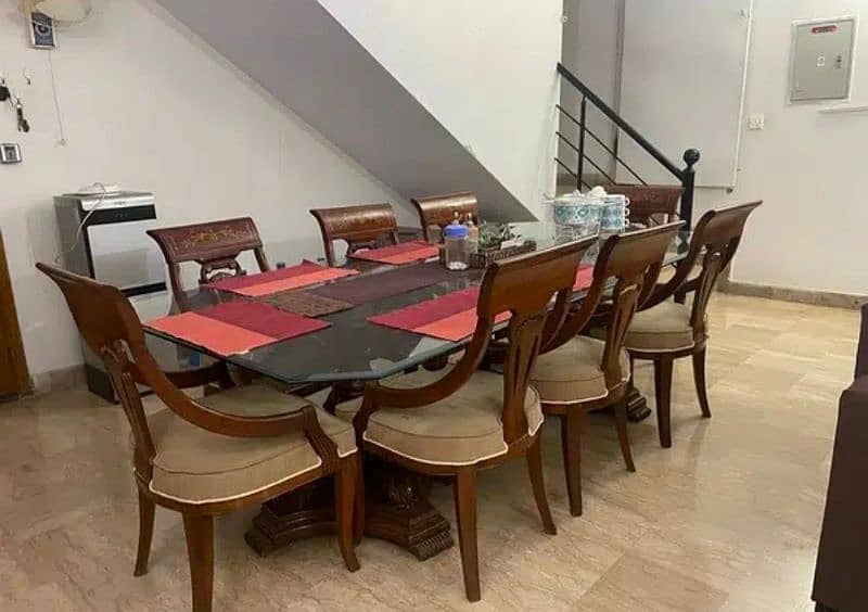 wooden Dining table with Ten chairs 0