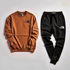 2 pcs men fleece plain track suit