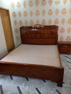 Pure Sheesham Wood bed set glass polish new condition