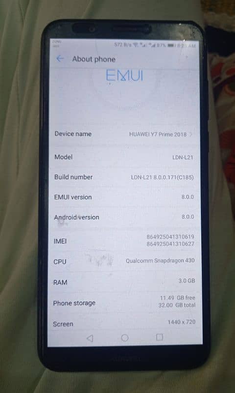 Huawei Y7 prime A1 Condition 1