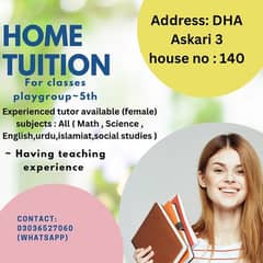 home tuition available (female teacher)