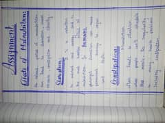 Handwritten assignment work