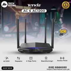 Tenda Gaming RouterAC6 AC1200 Smart Dual-Band WiFi Router AC6 v5.0