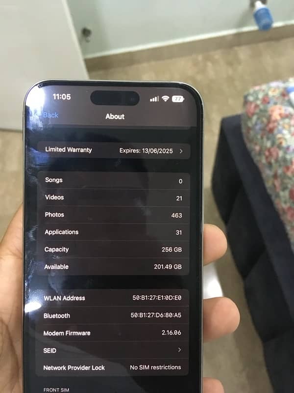 Iphone 15 pro max Dual physical sim Natural Titanium 256gb 15