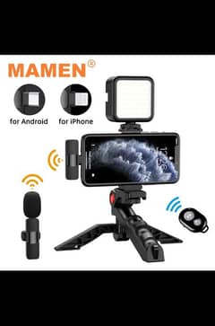 Wireless Vlogging kit with  Remote phone tripod microphone light and 0