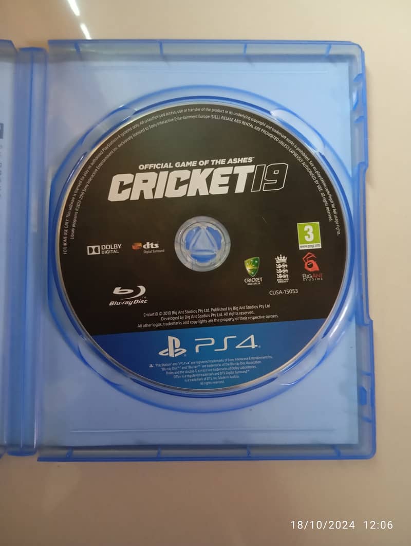 "Cricket 19"  PS4 Original CD 4