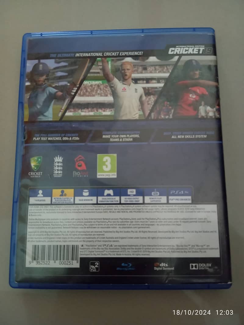 "Cricket 19"  PS4 Original CD 5