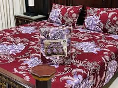 3pcs cotton printed double bed sheet.