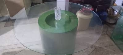 Modern 5 ft Tempered Glass-Top Table _ Elegant Cylindrical Base