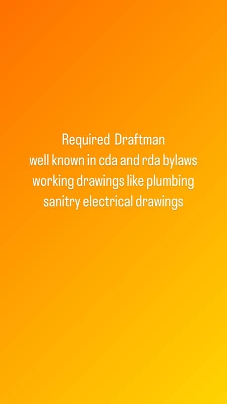 Required  A Draftman monthly salary 70+ 0