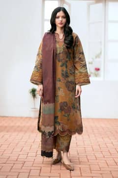 3 Pcs Women's Unstitched Viscose Printed Suit