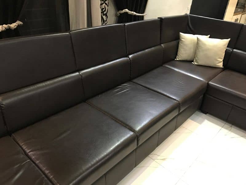 U shape 13 seater sofa set leather 1