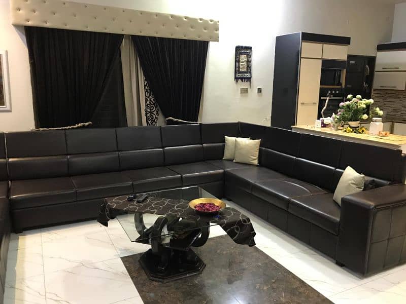 U shape 13 seater sofa set leather 2