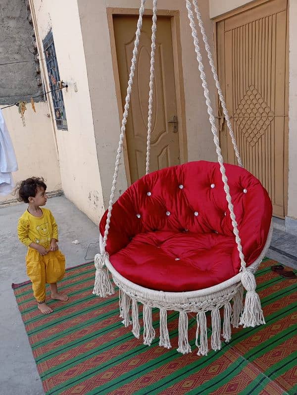 macrame haning swing chair 0