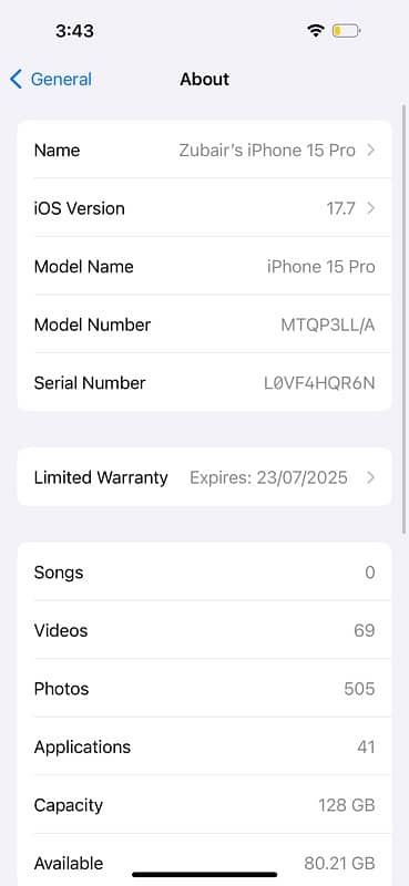 Apple iPhone 15 Pro 128gb  With OFFICAL Warranty til 23 July 2025 6