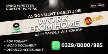 Assignment Job  / Part Time Full Time Job / Job for male and female