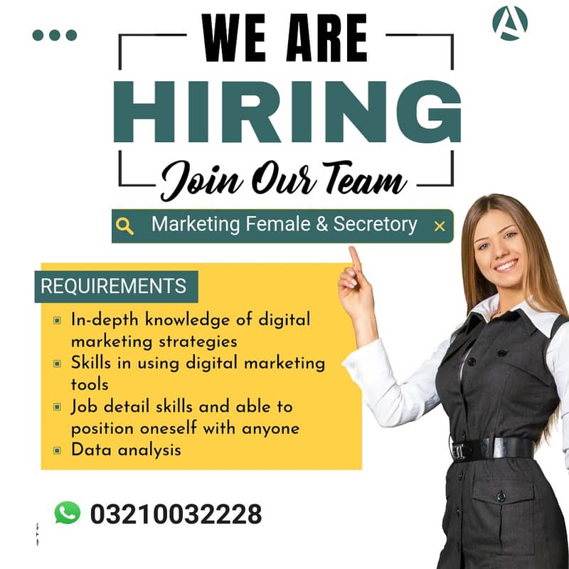 Social Media Marketing Female & Secretary required / Office job 0