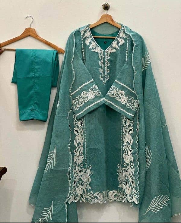 Fancy stitched suit/ Embroidered suit/ women dress 2024 0