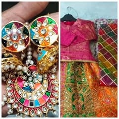 Lehnga,dupta,Kurtii with Earrings teka 0