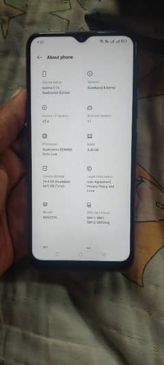 Realme C15 3 gb room 64 gb Ram