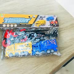 Boys Plastic pull-back truck toy set