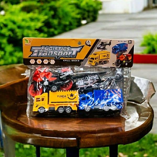 Boys Plastic pull-back truck toy set 2