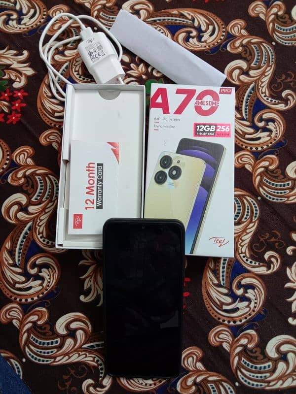 itel a70Pro 12 256 official dual sim condition 10by10 with box charger 1