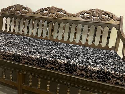 3 seater wooden sofa