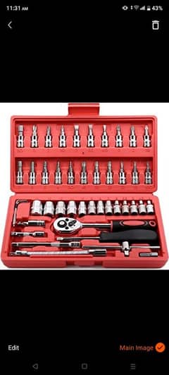 46 pcs Socket Wrench Set 1/4"Mechanic Tools Kit Bit Ratchet Sockets