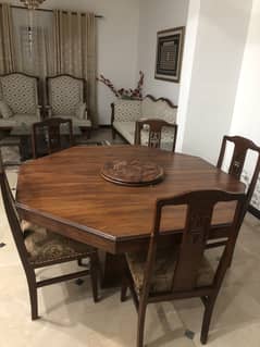 6 CHAIR MADE OF SHESHAM WOOD WITH TABLE