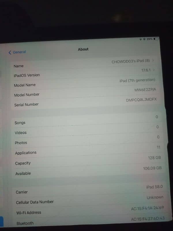 Apple iPad 8 , 128 Gb ( Canada Region ) 2