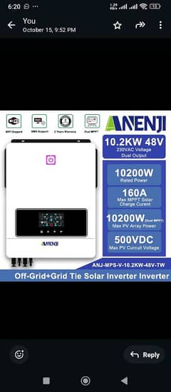 anenji 10.2kw hibrid solar inverter