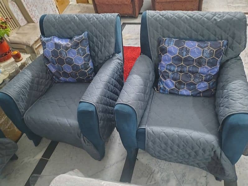 Blue suede sofa for sale like new 2