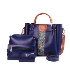 4pc Womans Royal Pu Leather Shoulder Bag