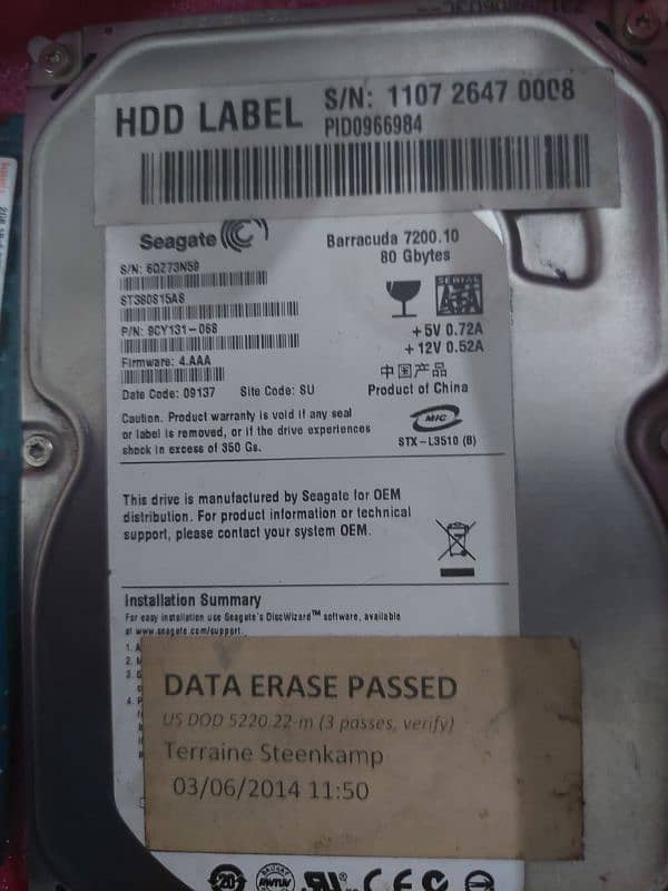 80GB Hard Drive AND 2x2GB DDR3 RAM 2