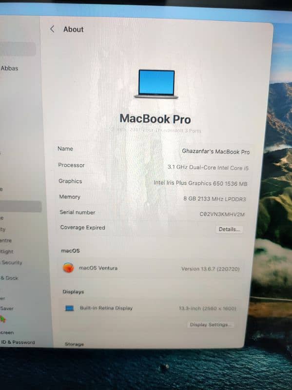 MacBook pro 2017, 13 inches with touch bar 8