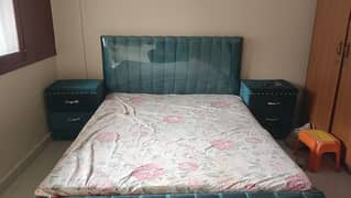 bed with mattress and with side drawers