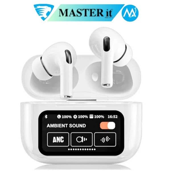 Touch screen Enc/Anc wireless earbuds - Display with multifunction 0