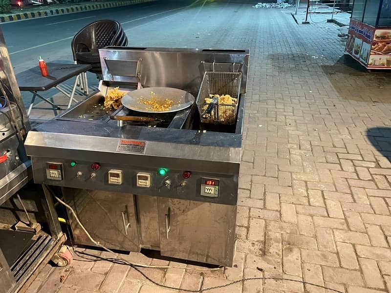 Burger Counter + Double Fryer + Freezer for sale 2