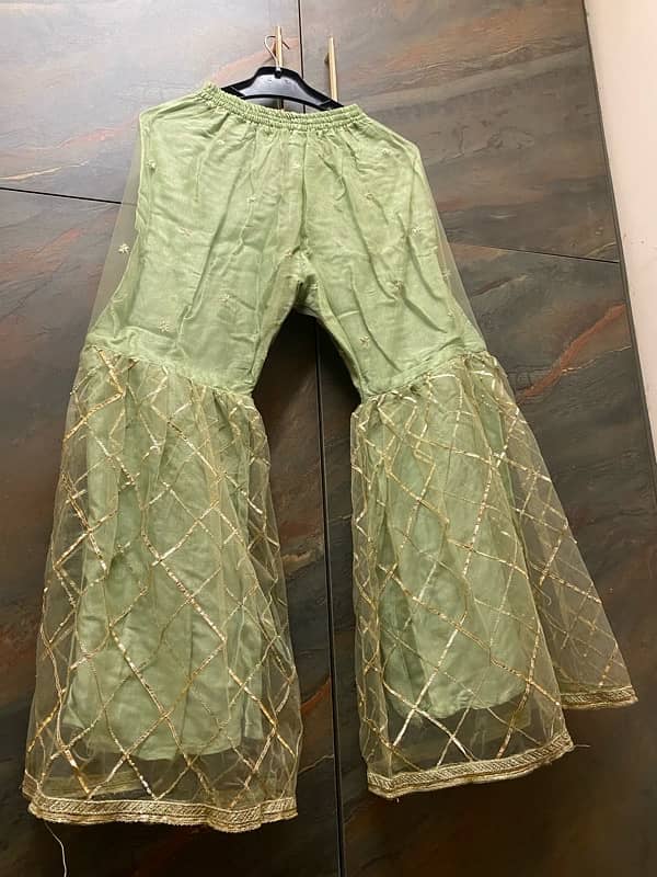 shahposh kids green sharara 3 piece 1