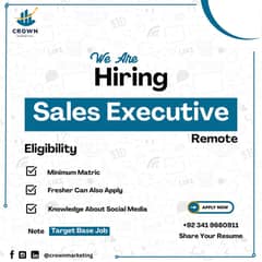 We Are Hiring Sales Exective