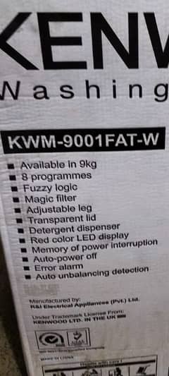 Kenwood 9kg automatic washing machine 0