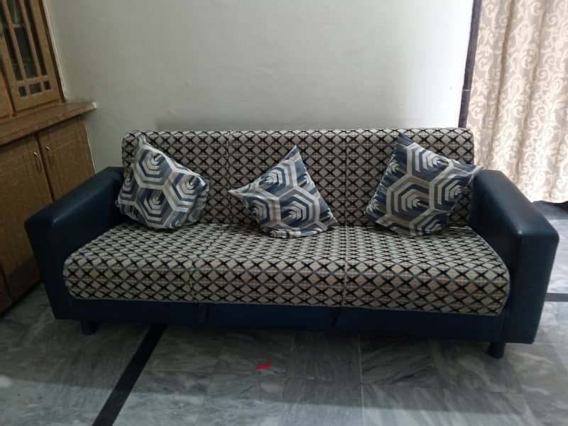 Seater sofa cum bed with matching center piece and cushions 0