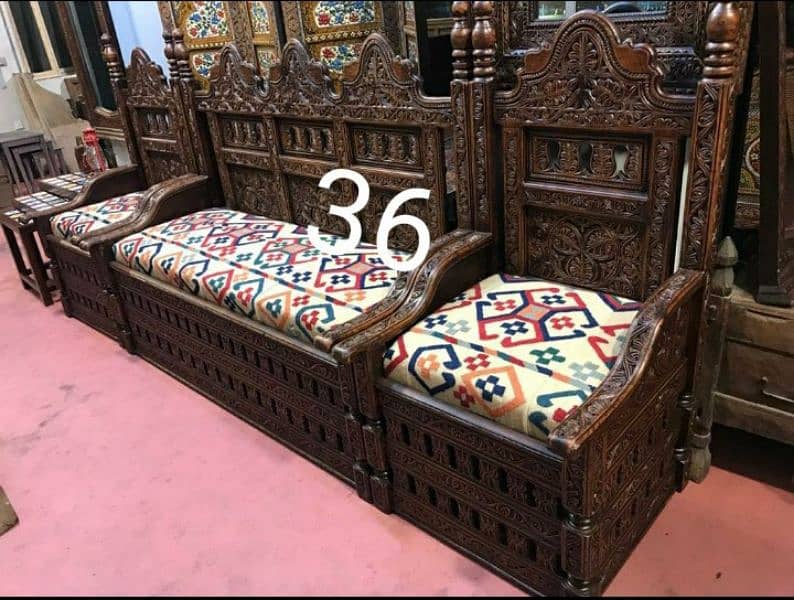 5 seater sofa available for sale. Swati hand carving. 1