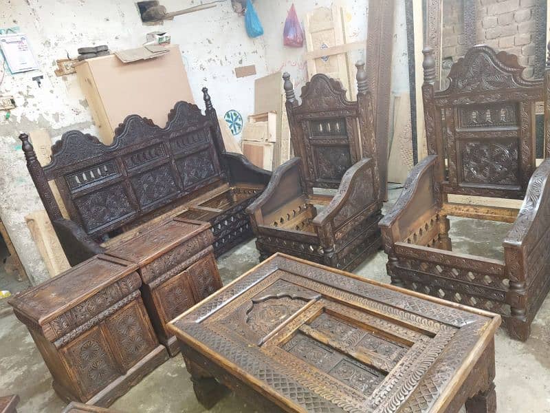 5 seater sofa available for sale. Swati hand carving. 3